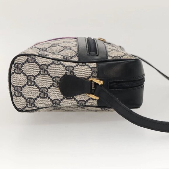 GUCCI GG Supreme Sherry Line Bag PVC Navy Gold Red 42 01 4071 Auth KD539 - Picture 5 of 14